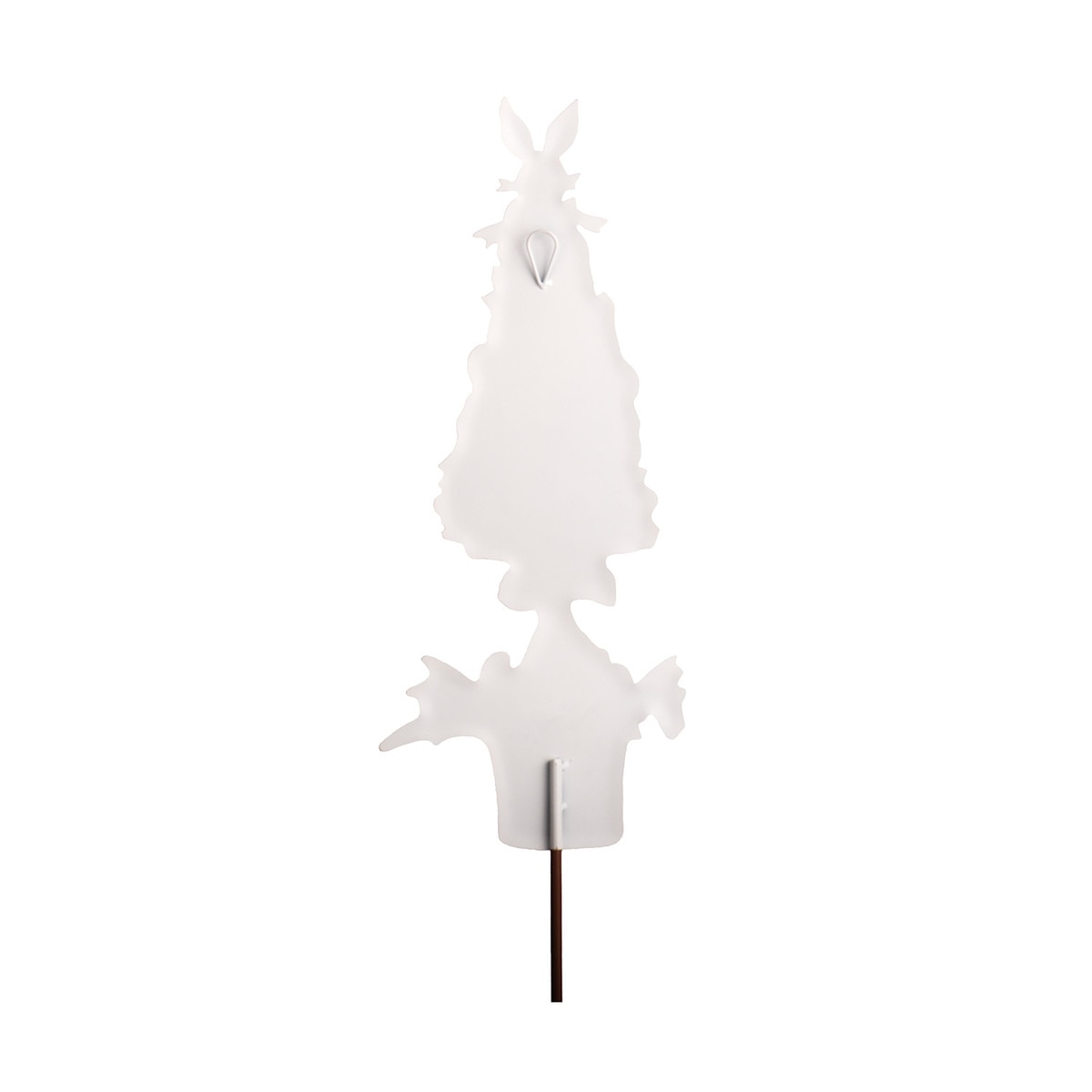 Beck's Basket Egg Topiary in natural brown wicker with green foliage and a metal stake.