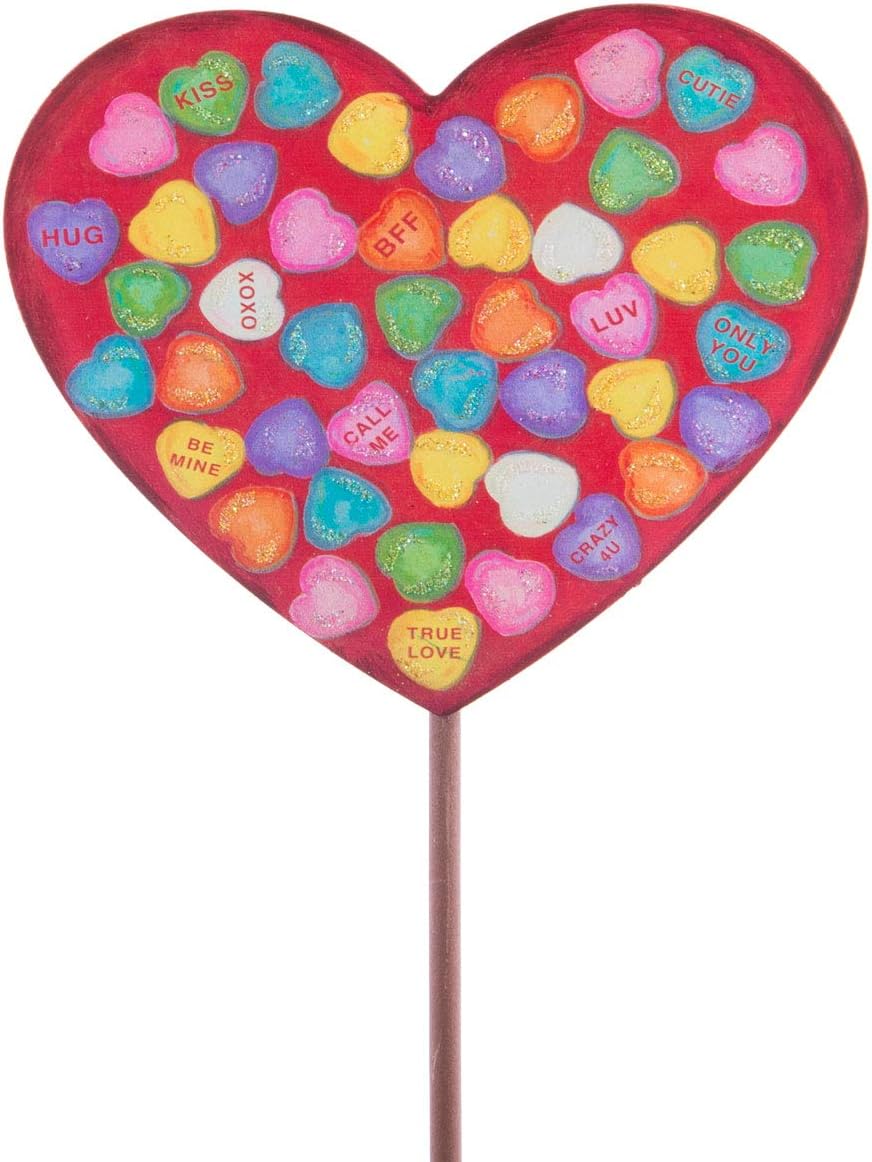 Small indoor/outdoor decorative heart with a talking bird perched on top.