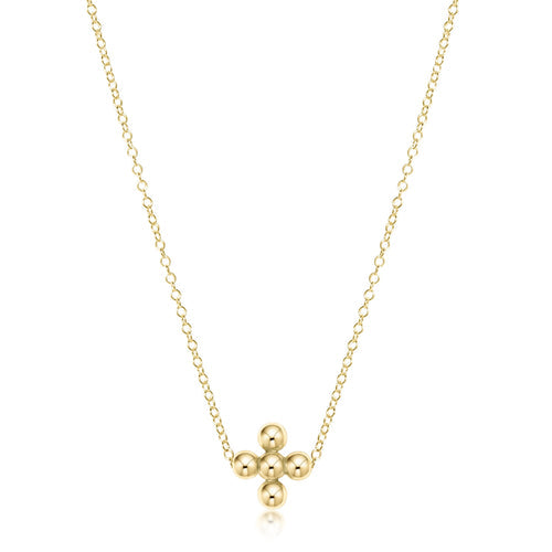 16-inch gold-filled chain necklace with a 3mm beaded signature cross charm.