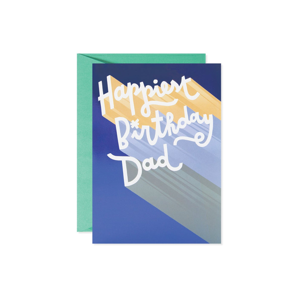 Blue foil embossed birthday card with affectionate message inside.