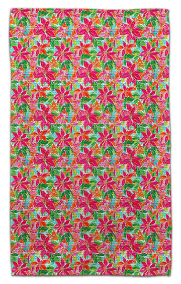 Green waffle weave eco-friendly towel with textured absorbent surface