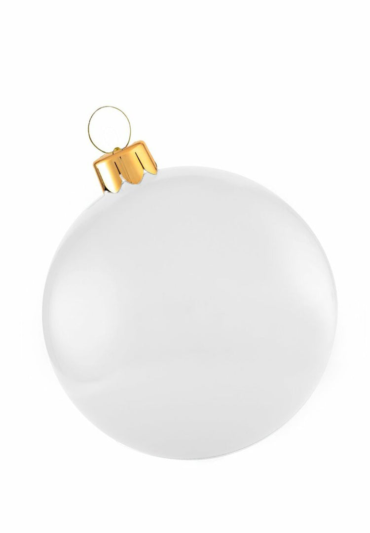 30-inch inflatable Holiball ornament in white with a festive topper.