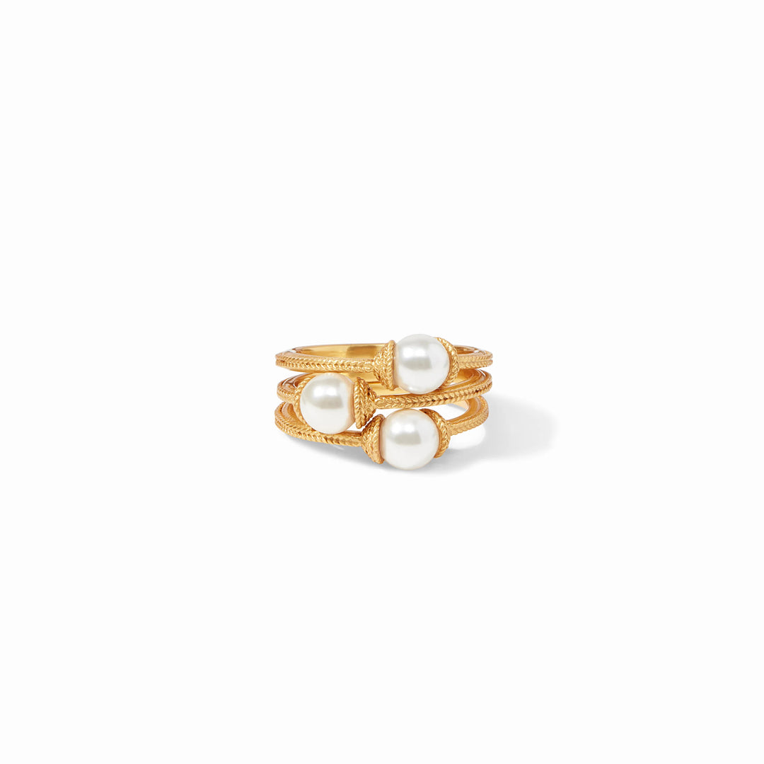 Calypso Trio Ring in gold-tone metal featuring three stacked bands with a polished finish.
