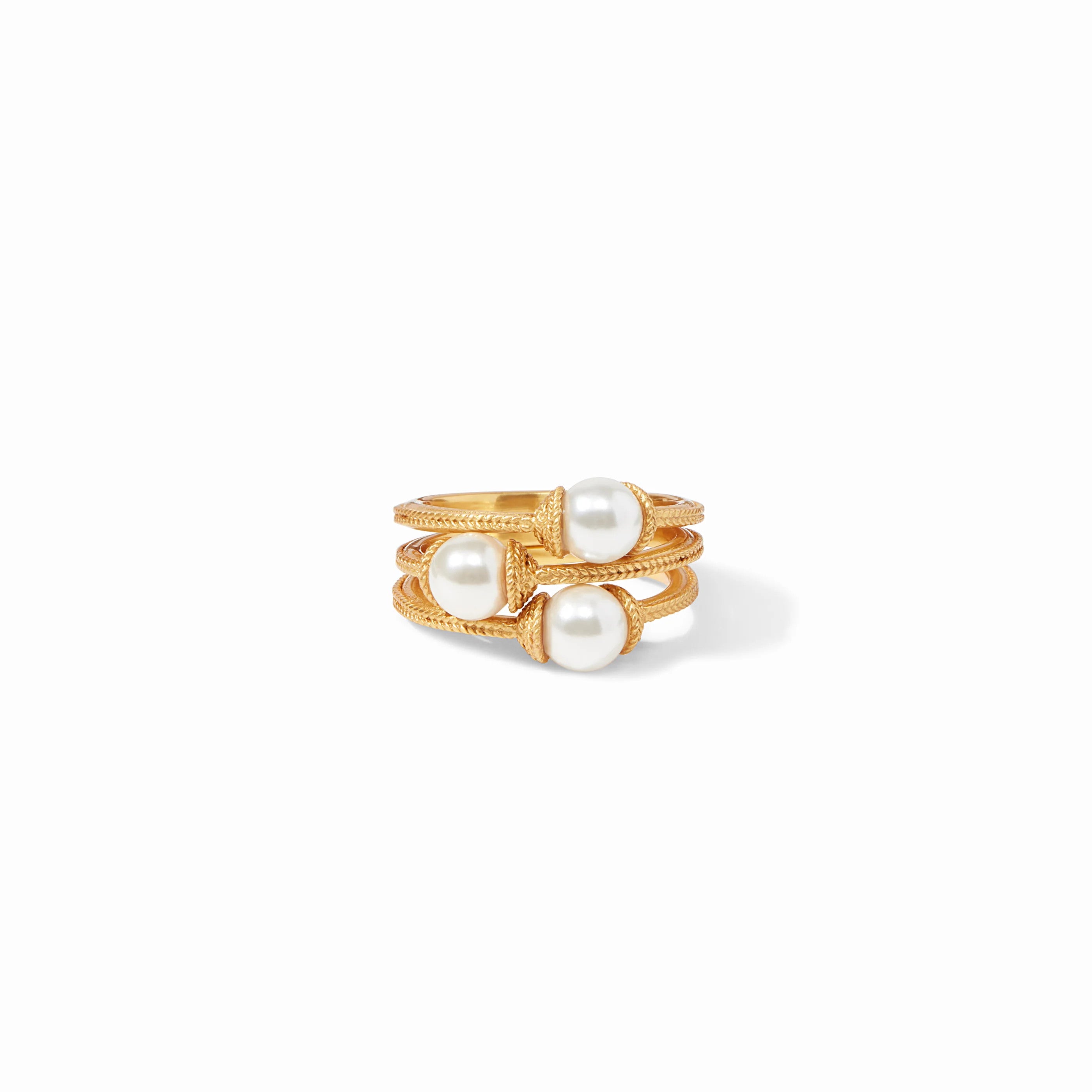 Calypso Trio Ring in gold-tone metal featuring three stacked bands with a polished finish.