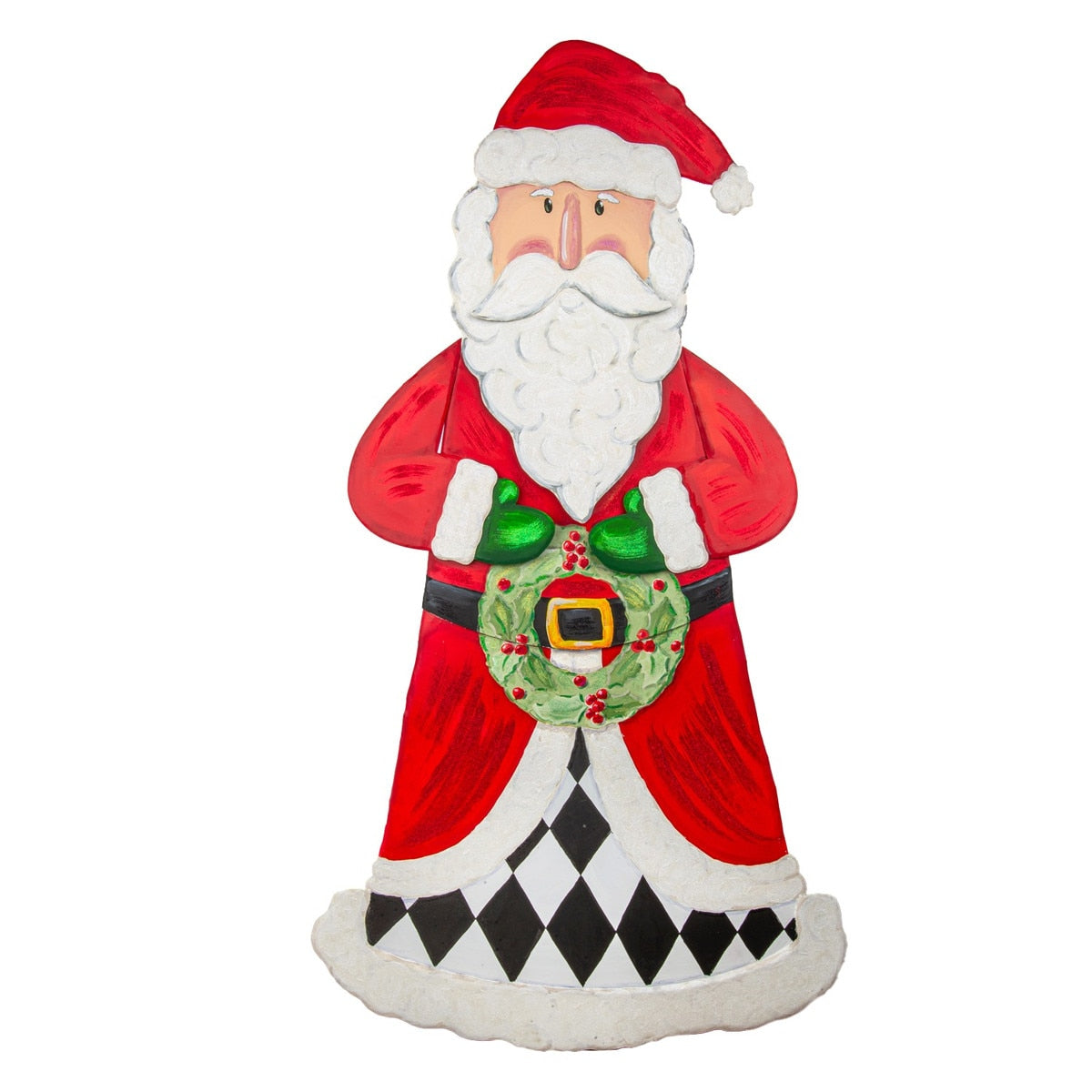 Elegant Santa Yard stake decoration featuring a red-clad Santa figure with white beard and hat.