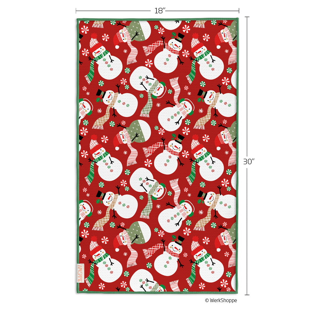 Green microfiber party towel with a peppermint leaf print.