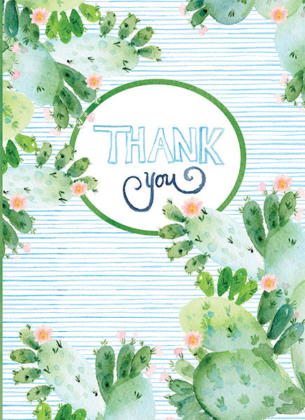 A6 thank you card featuring a cactus illustration with the message 'grateful for you' and Jude 1:2 scripture.