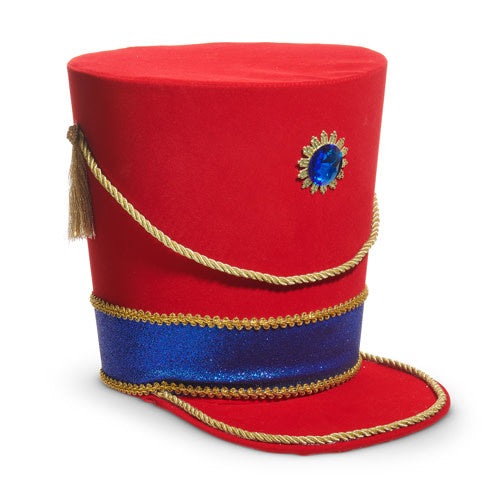 Multicolor polyester nutcracker hat tree topper with foam construction in bold festive silhouette.