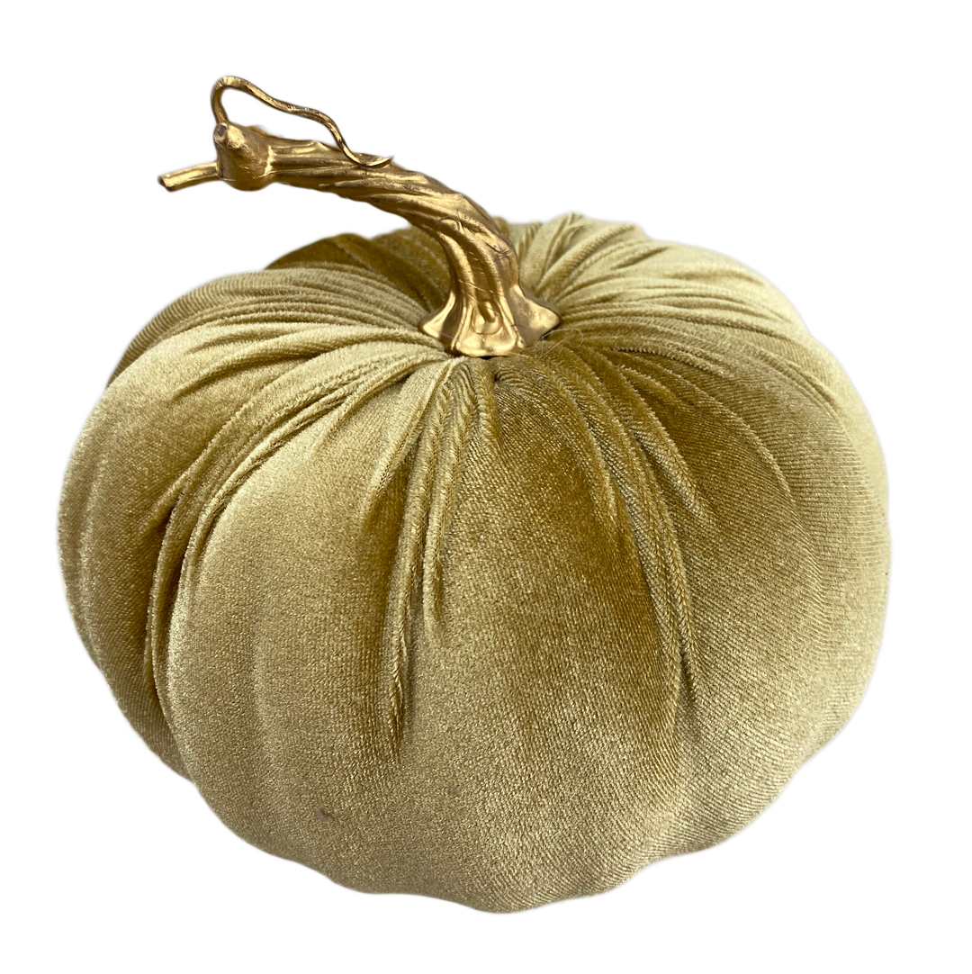Velvet Pumpkin decor accent in orange with a smooth rounded pumpkin silhouette.