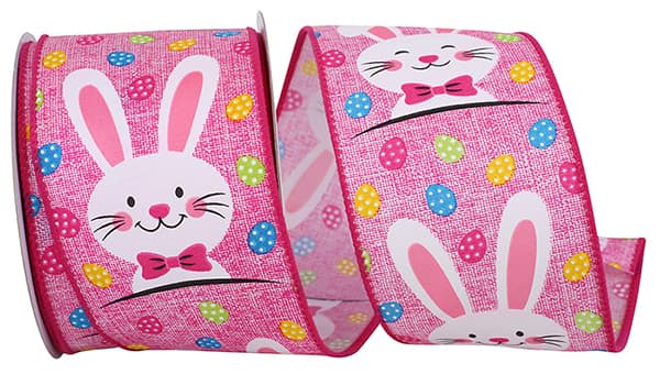 Pink Bunny Face wired edge trim with multi-egg scalloped pattern