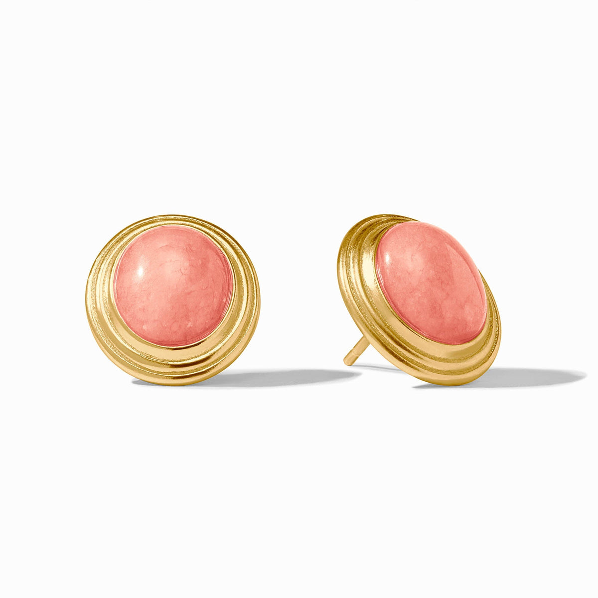 Portofino Stone Stud earrings featuring a jade stone with 24K gold plate on the post and back.