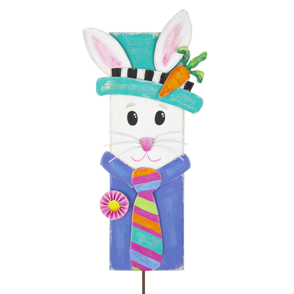 Large wooden Plank Rabbit garden ornament in natural wood finish with matte protective coating.