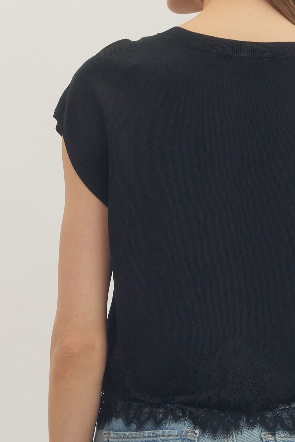 Ellie Solid Cap Sleeve Sweater Knit Top