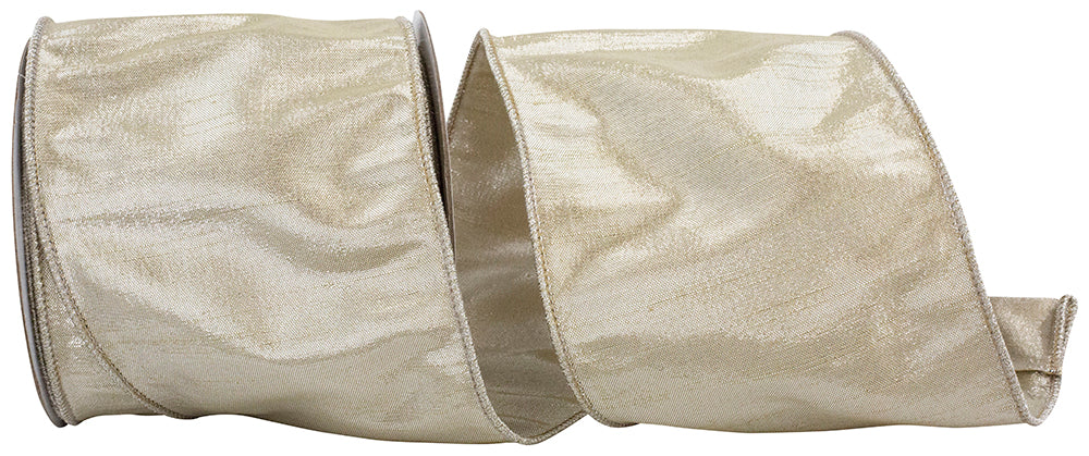 4" Metallic Dupioni Texture Colors Wired Edge Ribbon