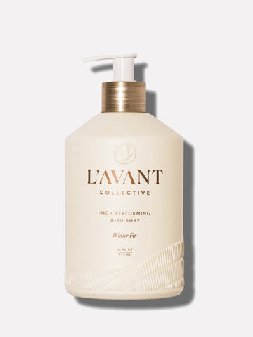 Glass bottle dish soap with brushed gold pump neck