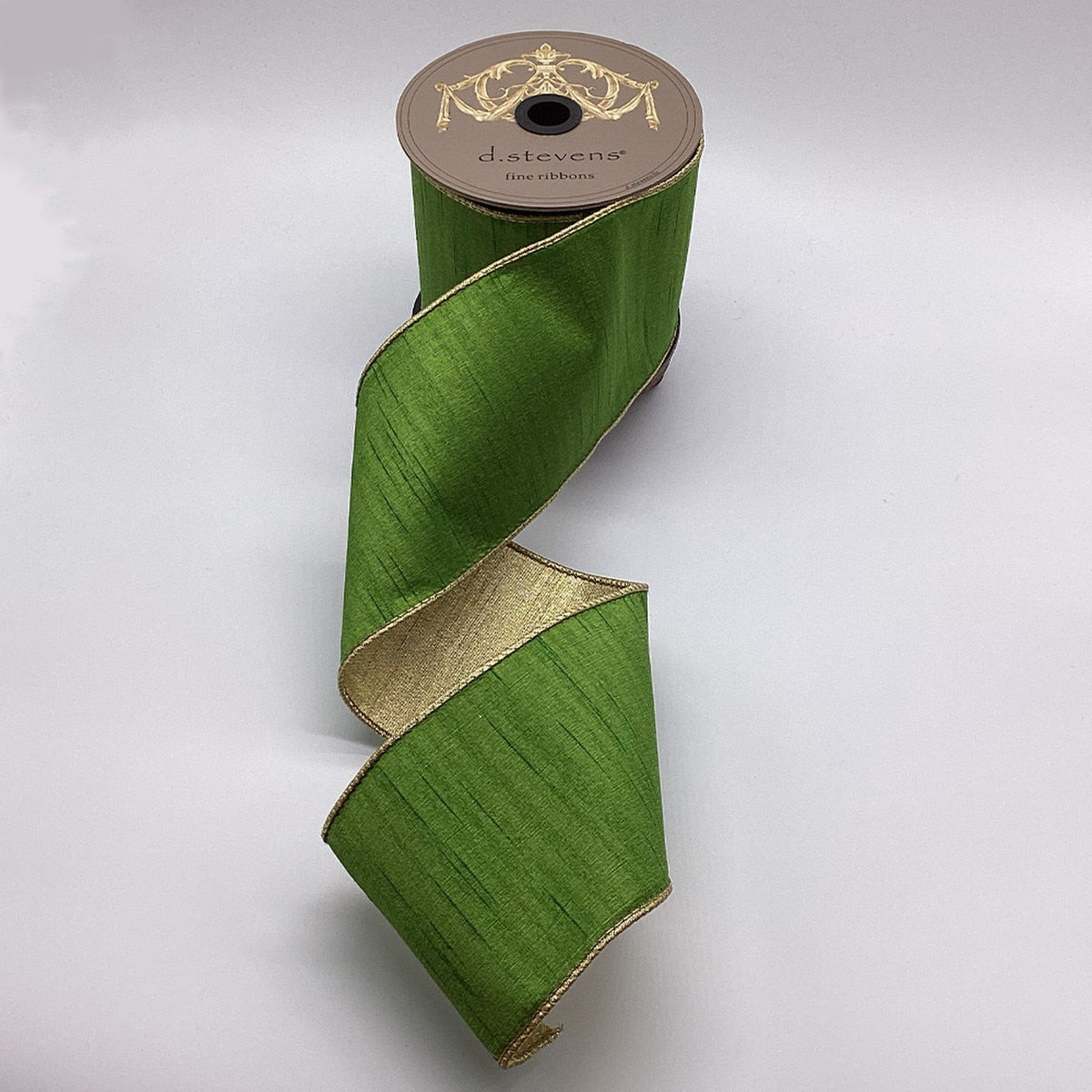 Slub Dupion ribbon with metallic gold back side visible