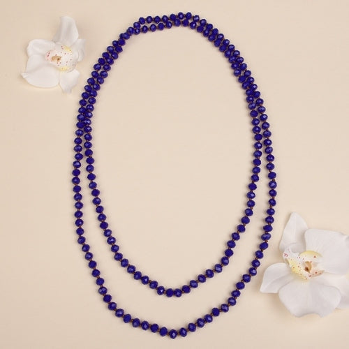 60-inch long necklace featuring clear crystal beads with a simple strand design.