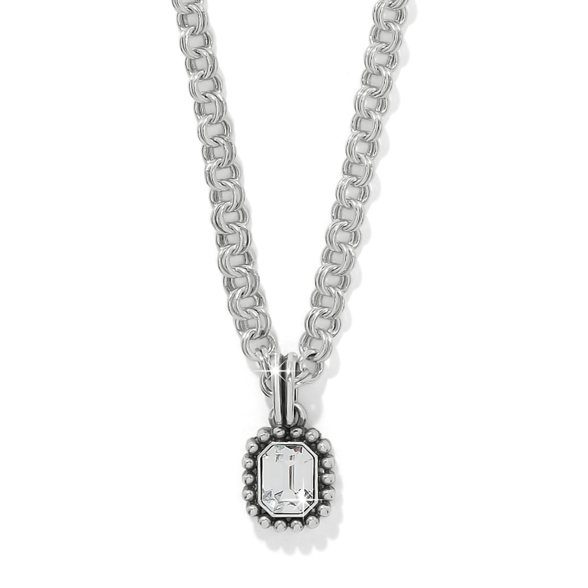 Silver plated adjustable necklace with fine quality crystals on a lobster claw closure