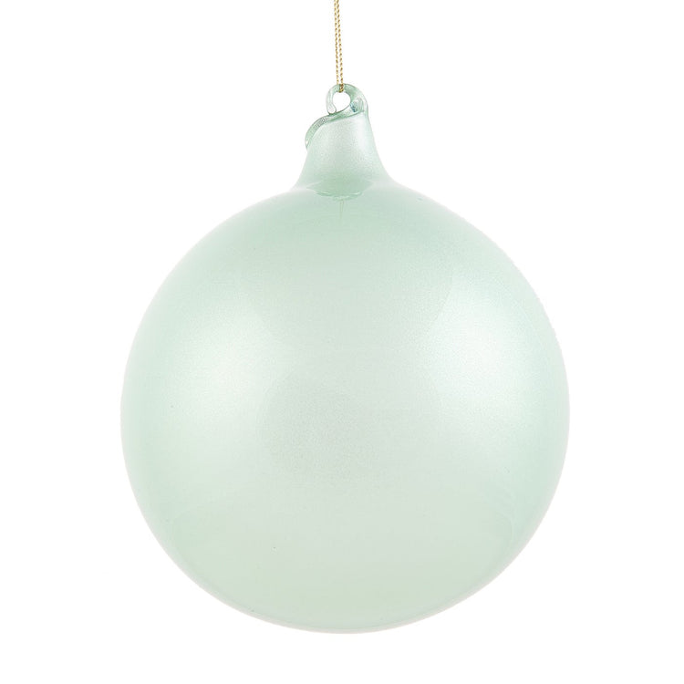 150mm light green glitter bubblegum ball ornament with a smooth finish and hanging loop.