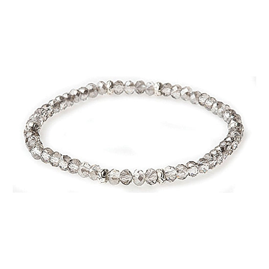Silver accent mini crystal bracelet with a delicate chain link design.