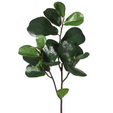 Twenty-eight inch artificial fiddle leaf fig tree with realistic green leaves in a dark brown pot.