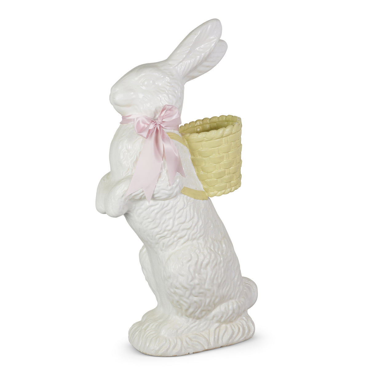 35-inch white bunny backpack made of stone powder with a basket handle
