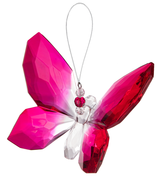 Multi-colored hanging butterfly wall decor with a dimensional silhouette measuring approximately five inches wide.