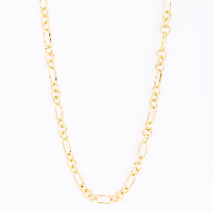 Nyla Necklace: an 18-inch open circle link necklace in gold with a toggle clasp.