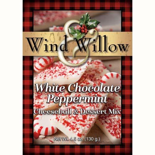 Wind Willow White Chocolate Peppermint Cheeseball & Dessert Mix in a red plaid holiday package.