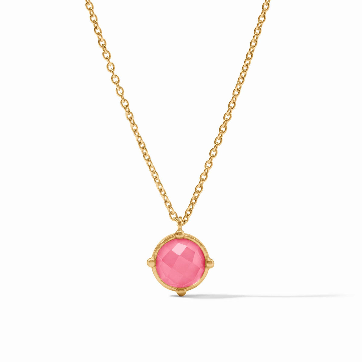 Honeybee solitaire necklace featuring a faceted gemstone with four beads on an adjustable cable chain.
