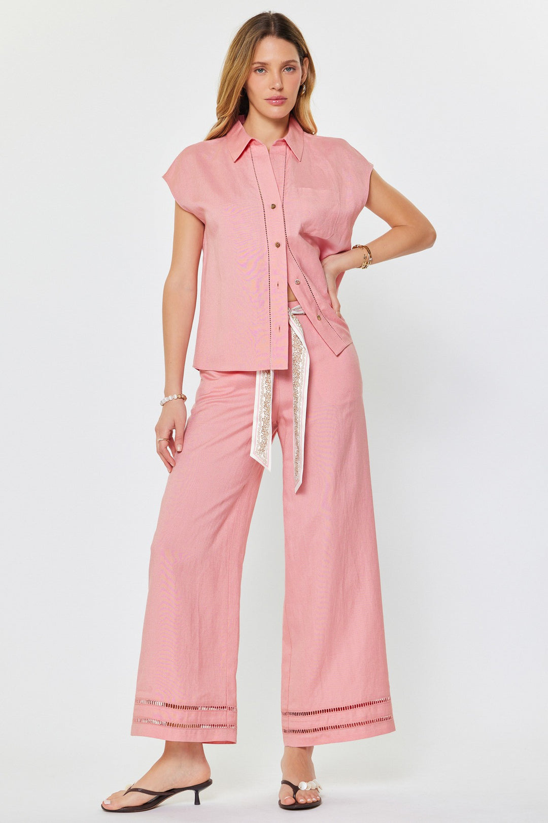 Madison Cap-Sleeve Button Down Blouse