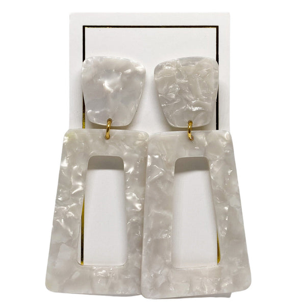 Kennedy resin earrings with stainless steel posts featuring a sleek, lightweight drop silhouette.