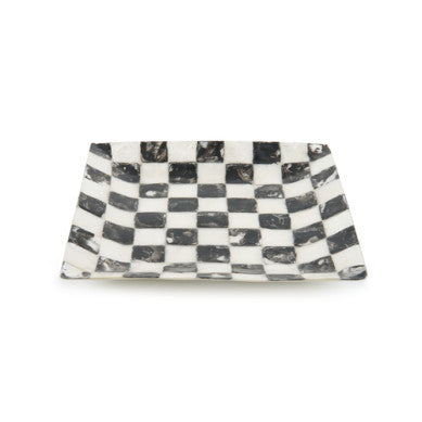 Square Capiz shell catchall tray with natural iridescent finish
