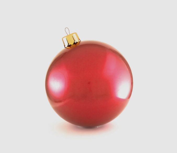 30-inch inflatable Holiball ornament in white with a topper and hanger plug.