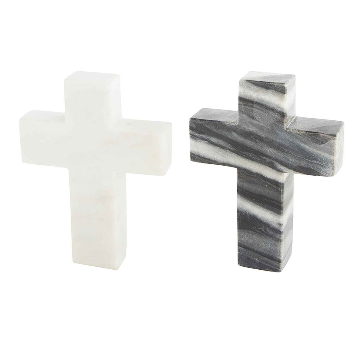 Marble cross measuring six by four-and-a-half inches with a smooth finish.