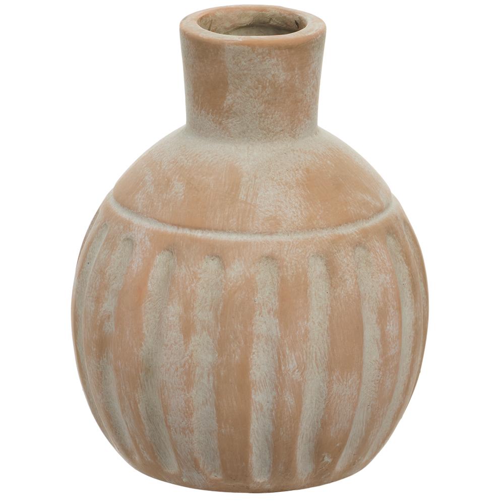 4.5-inch terracotta bottle with a classic cylindrical shape in earthy brown clay.
