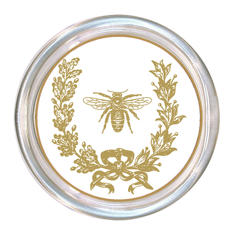 Round glass coaster with a high rim and black velvet back.