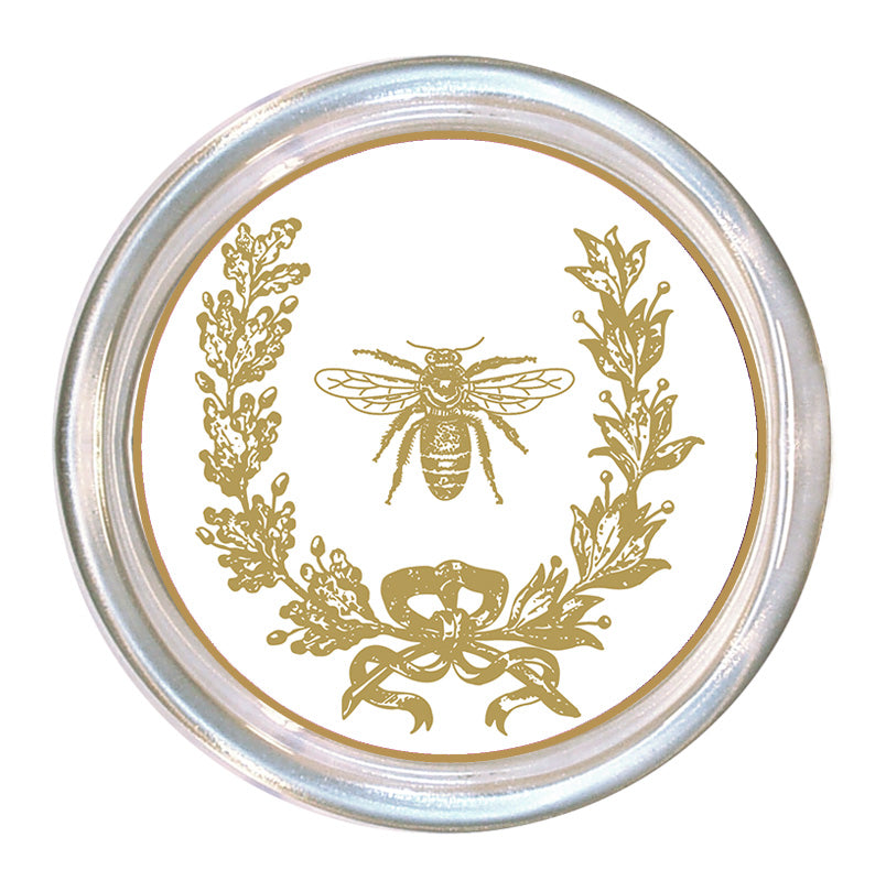 Round glass coaster with a high rim and black velvet back.