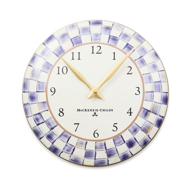 Violet Check Wall Clock