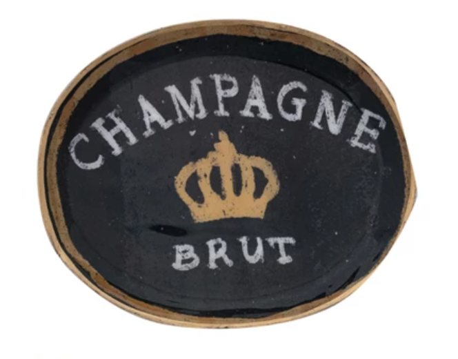Enameled Metal Tray with Gold Edge