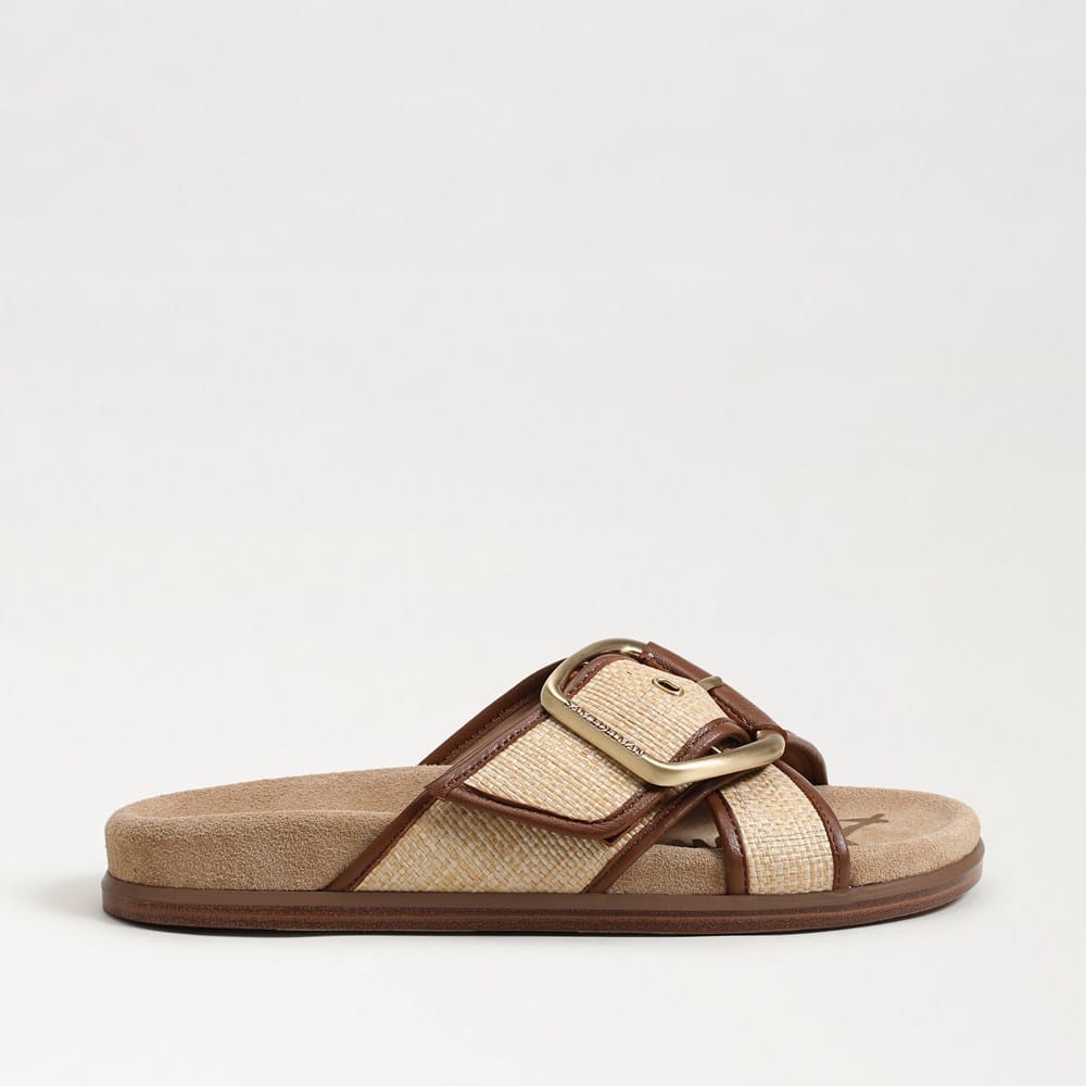 Darla multi-buckle slide sandal in fabric with foam footbed