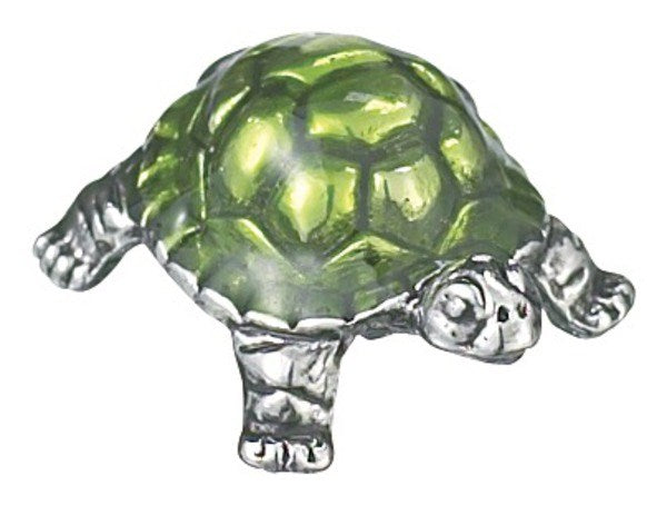 Silver Lucky Little Turtles charm measuring seven-eighths inch long with a turtle silhouette.