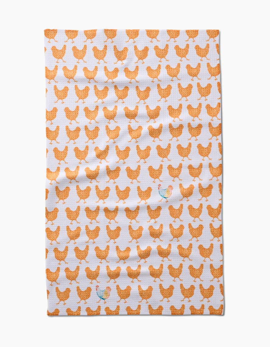 Spring tea towel with waffle weave construction in light green featuring a floral pattern