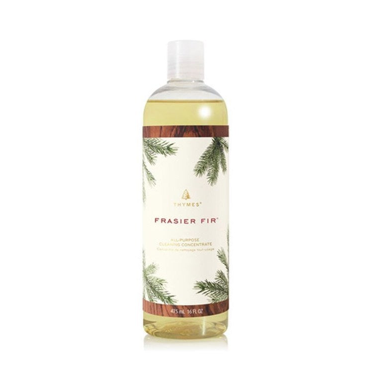 Frasier Fir All-Purpose Cleaning Concentrate in a 16 fl oz clear bottle with pine needle graphics.