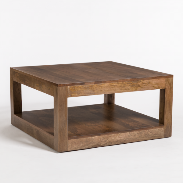 Brindled Ash mango wood coffee table with a natural grain pattern.