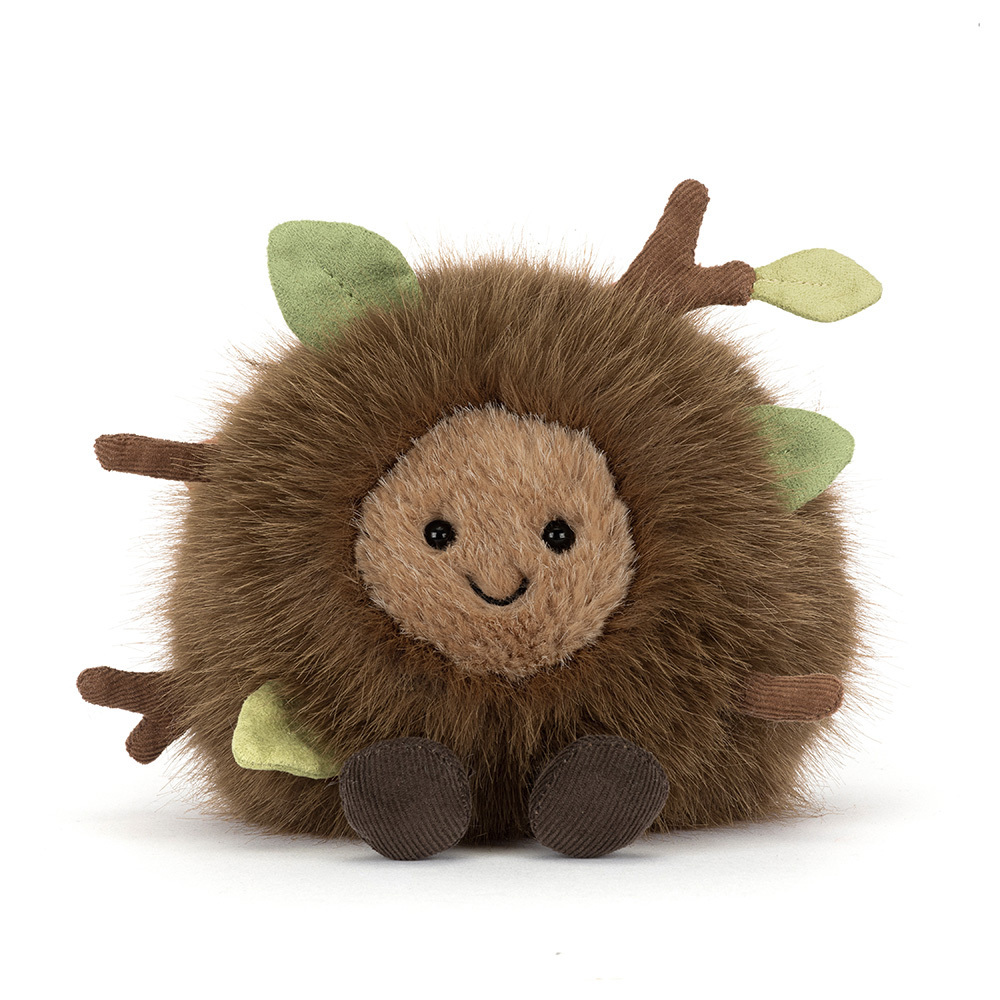 Amuseables Mulshi Woodland Floor plush toy with brown fur, green leaves, and twig accents.