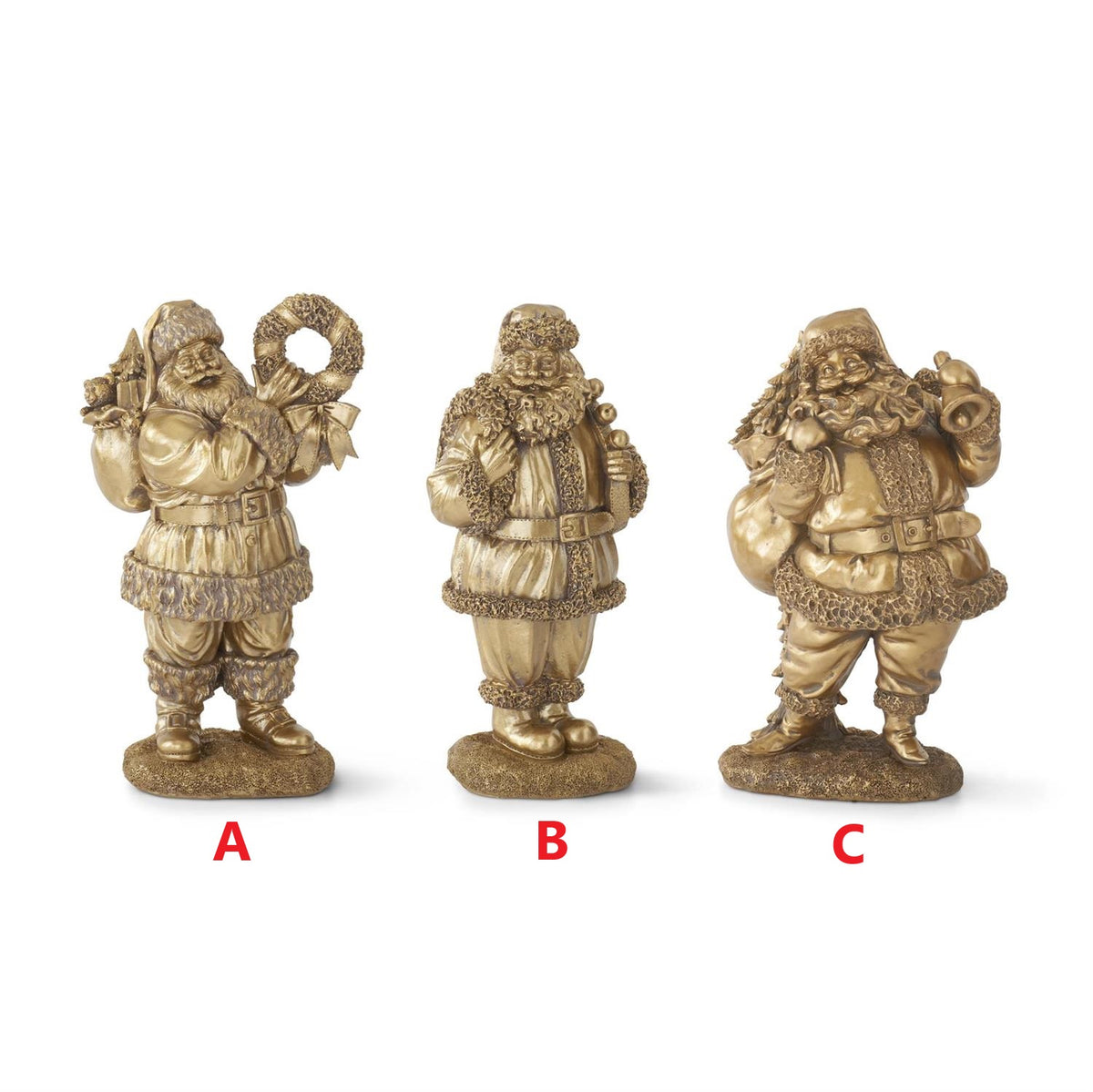 Antique gold resin Santa figurine with a classic standing silhouette.