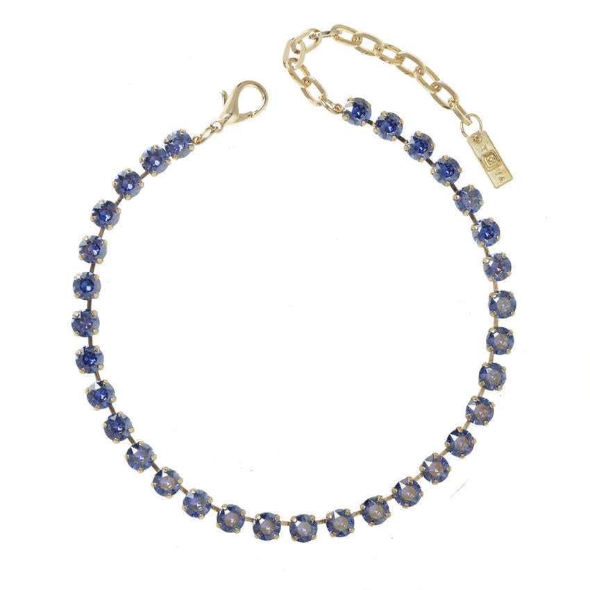 Oakland necklace in watermelon featuring antique gold plating with crystal embellishments