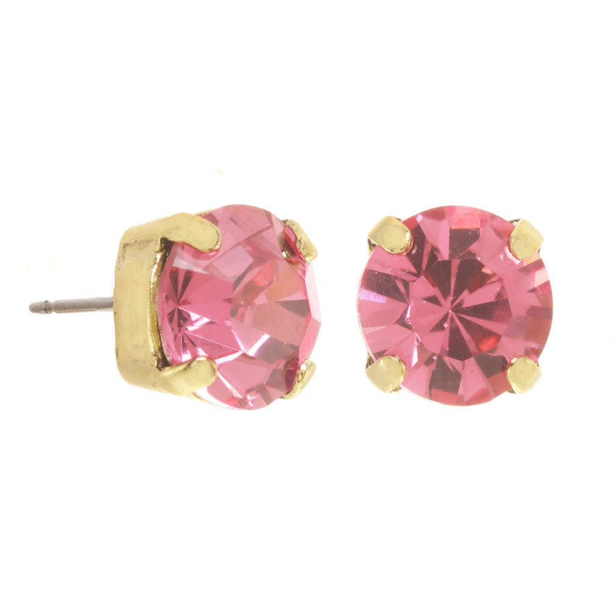 Rose Lustre Oakland stud earrings with antique gold plated brass base.