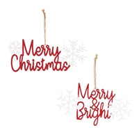 Metal Christmas ornament with a classic round silhouette in red.